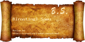 Birnstingl Samu névjegykártya